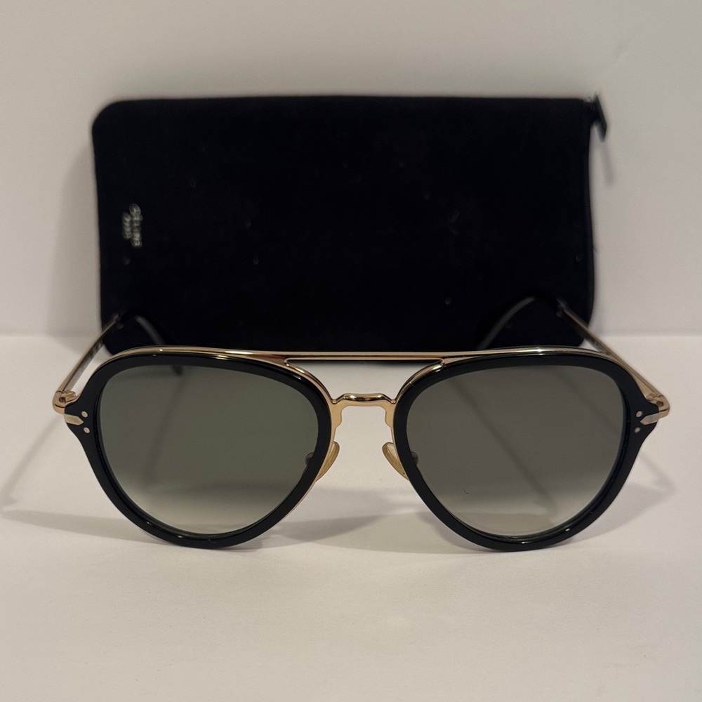 Celine Black and Gold Aviator Sunglasses—CL41374/S
